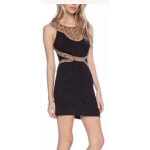 NEW Free People Nefertiti Embellished Black Brown Dress size L Egyptian $148